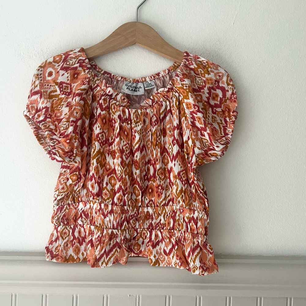 Colorful Planet Girls Small 7/8 Blouse with Patterned Design